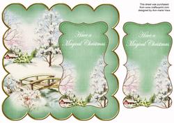 Mid Green Snowscene Magical Christmas 8in Scallop Topper