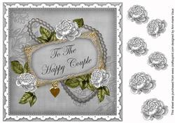 Silver Rose Happy Couple 8in Decoupage Topper