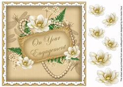 Cream Magnolia Your Engagement 8in Decoupage Topper