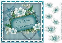 Teal Magnolia Your Engagement 8in Decoupage Topper