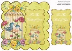 Lemon Lovebirds Both of You 8in Scallop Topper