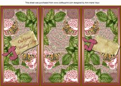 Pink Rose Wedding Day Quick Tri-fold Card