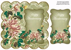 Olive Oriental Lotus Happy Anniversary 8in Scallop Topper