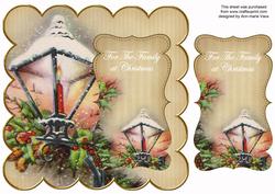 Cream Lantern2 Family at Christmas 8in Scallop Topper