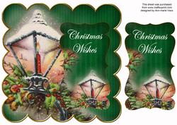 Dgreen Lantern2 Christmas Wishes 8in Scallop Topper