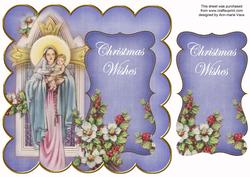 Blue Mother Mary Christmas Wishes 8in Scallop Topper