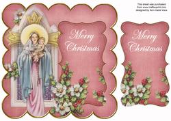 Pink Mother Mary Merry Christmas 8in Scallop Topper