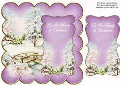 Lilac Snowscene Family at Christmas 8in Scallop Topper