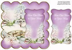 Lilac Snowscene Ours to Your House 8in Scallop Topper