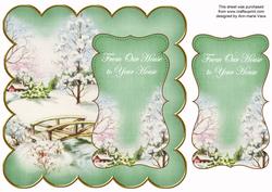 Green Snowscene Ours to Your House 8in Scallop Topper