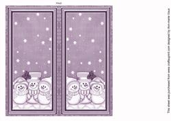 Lilac Snowmen Trio Dl Folded Card Insert