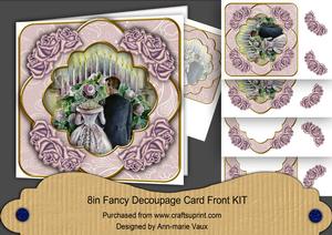 Wedding Couple Lilac Rose 8in Fancy 3D Decoupage Kit
