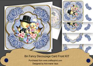 Love Ducks Blue Rose 8in Fancy 3D Decoupage Kit