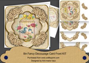 Lovebirds Cream Rose 8in Fancy 3D Decoupage Kit