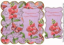 Lilac Sweetpea Congrats Retirement 8in Scallop Topper