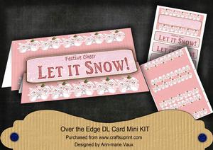 Pink Snowmen Let It Snow Dl Over the Edge Mini Card Kit