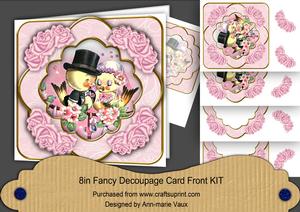 Love Ducks Pink Rose 8in Fancy 3D Decoupage Kit