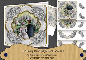Wedding Couple Silver Fancy 8in Decoupage Cf Kit