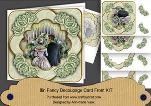 Wedding Couple Olive Rose Fancy 8in Decoupage Cf Kit