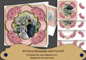 Wedding Couple Pink Rose Fancy 8in Decoupage Cf Kit