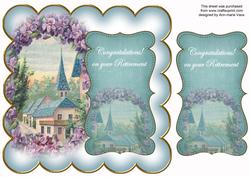 Teal Lavender View Retirement 8in Scallop Topper