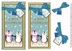 Teal Penguin Duo Happy Christmas Dl Topdown Step by Step