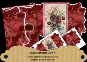 Pansy Bouquet Red Buckle Bracket Mini Card Kit
