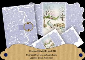 Pretty Snowscene Blue Buckle Bracket Mini Card Kit