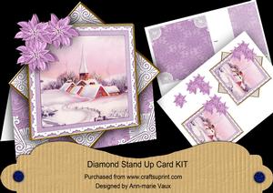 Lilac Snow Church Poinsettia Diamond Mini Card Kit