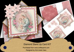 Pink Mother Mary Poinsettia Diamond Mini Card Kit