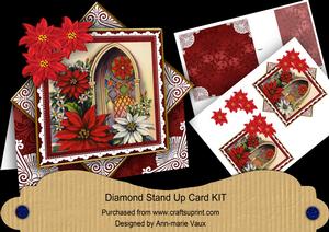 Red Window Poinsettia Diamond Mini Card Kit