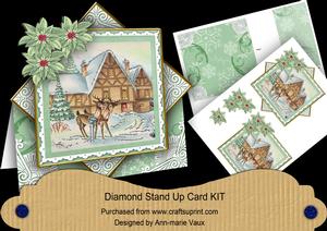 Reindeer Stop Mint Poinsettia Diamond Mini Card Kit