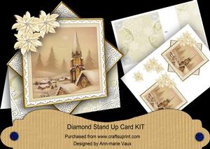 Snow Steeple Cream Poinsettia Diamond Mini Card Kit