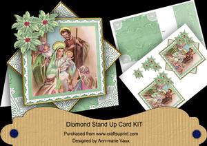 Nativity1 Green Poinsettia Diamond Mini Card Kit