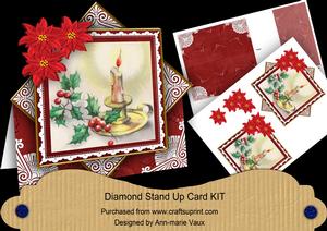 Single Candle Red Poinsettia Diamond Mini Card Kit