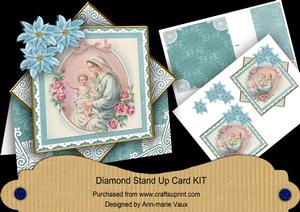 Mother Mary Rose Teal Poinsettia Diamond Mini Card Kit