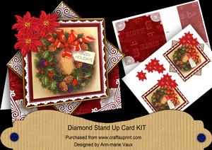 Christmas Holiday Wreath Red Diamond Mini Card Kit