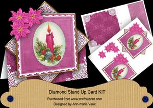 Christmas Candle Cerise Diamond Card Mini Kit