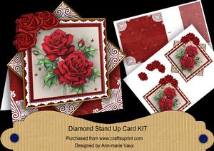 Christmas Roses Red Poinsettia Diamond Mini Card Kit