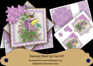 Postbox Lilac Poinsettia Diamond Mini Card Kit
