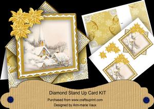 Ice Church Gold Poinsettia Diamond Mini Card Kit