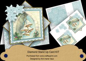 Snowbells Teal Poinsettia Diamond Mini Card Kit
