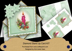 Pink Mint Candle Poinsettia Diamond Card Mini Kit