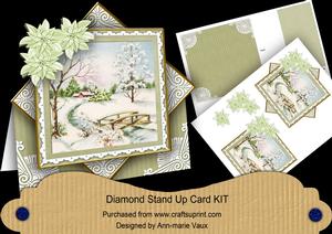 Snowscene Olive Poinsettia Diamond Card Mini Kit
