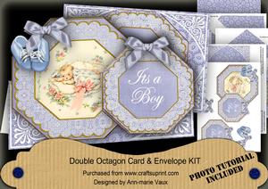 Blue Its a Boy! Double Octagon Card Kit