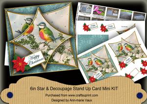 Christmas Blue Tits 3D Star Card Mini Kit