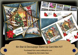 Christmas Window Teal 3D Star Card Mini Kit