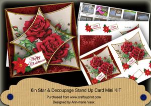 Red Roses Red 3D Star Card Mini Kit