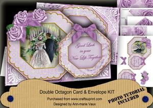 Lilac Couple Good Luck Double Octagon Card Envelope Kit
