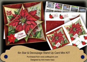 Red Poinsettia 3D Star Card Mini Kit